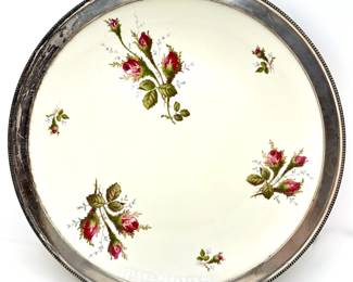 Vintage Rosenthal Sterling Silver Rim Cake Plate, Moss Rose Pattern, Germany
Lot #: 73