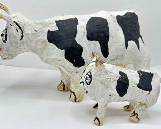 2 Folk Art Paper Mache Bulls Cows
Lot #: 179