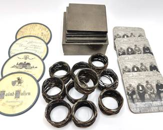 3 Sets Coasters & 10 Copper Wire Napkin Holders
Lot #: 143