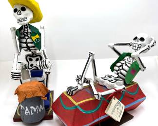 2 Juan Martin Garcia Duran Mexican Folk Art Day Of The Dead Skeleton Figurines
Lot #: 110
