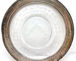 Vintage Etched Glass Platter With Sterling Silver Rim, Unmarked
Lot #: 74