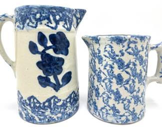 2 Antique Bue & White Spongeware Pitchers
Lot #: 96