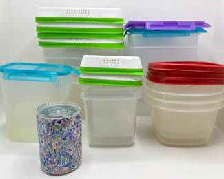 12 Food Storage Containers, Mostly By Rubbermaid & Lilly Pulitzer Coffee Mug
Lot #: 188