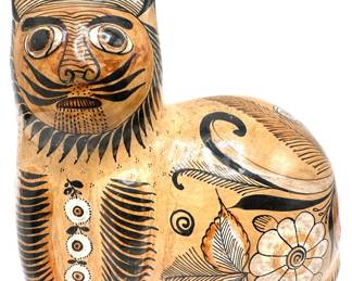 Vintage Tolana Mexican Folk Art Ceramic Cat Sculpture, Signed SG
Lot #: 90