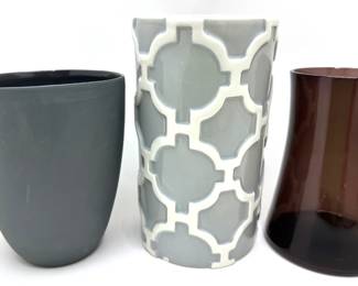 3 Vases: Glass, Painted Glass & 1 Ceramic
Lot #: 185