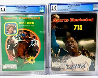 2 Graded 1973 Sports Illustrated Magazines: Hank Aaron & Secretariat Covers
Lot #: 61