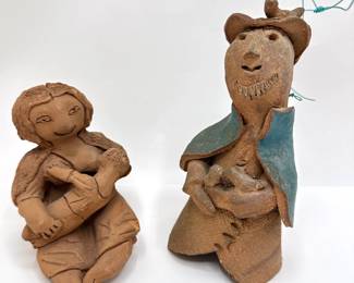 Josephina Aguilar Nursing Mother Ceramic Figurine, Unsigned & Bertie Smith Saint Francis Bell, Signed
Lot #: 171