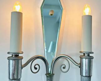 Pair Vintage Art Deco Double Light Sconces In Chrome Over Brass, Purchased For $1440 In 2003
Lot #: 101