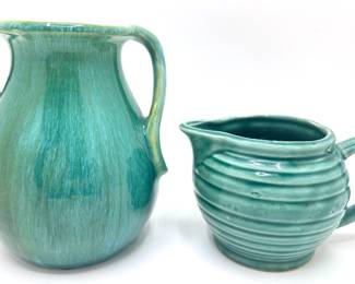 Vintage Art Deco Vulcan Glaze Ceramic Vase & Vintage Glazed Ceramic Creamer
Lot #: 43