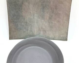 Etched Metal Platter With Kahlil Gibran Poem In French, Retailed For $190 & Small Hand Made Ceramic Bowl
Lot #: 136