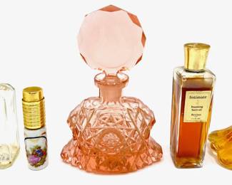 4 Vintage Perfume Bottles: Cut Glass, Avon, Limoges, Norell & Revlon
Lot #: 24