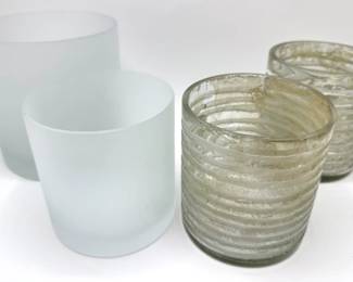 4 Large Glass Candle Holders, 2 Frosted Glass & 2 With Metallic Details
Lot #: 187