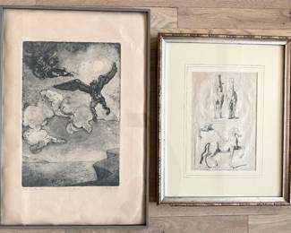 "Daedalus & Icarus" Signed 1976 Etching & Framed Vintage Anatomical Horse Print
Lot #: 137