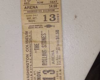 Unused 1966 first tour in America rolling Stones concert ticket