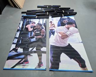 Vinyl Retail Store Front Window Screens With Mayweather Boxing Graphics, Various Sizes, Qty 26