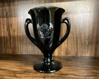 LE Smith, black amethyst glass vase