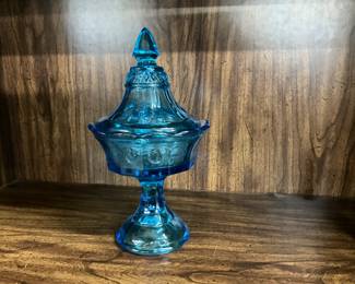 Tiara Indiana glass blue strawberry pattern