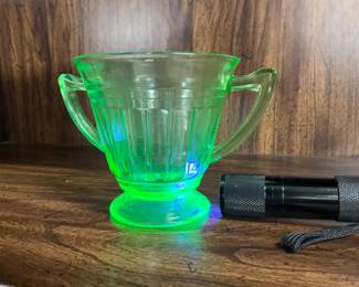 Uranium glass sugar bowl