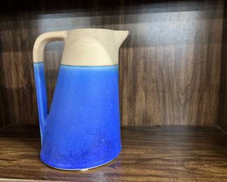 Blue and tan pitcher