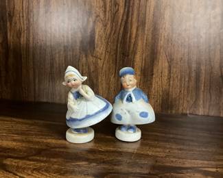 1930s vintage bisque Dutch boy and girl bells