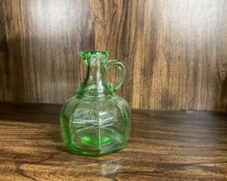 Uranium glass vinegar bottle