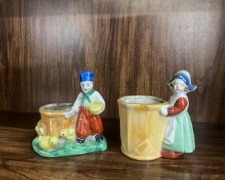 Dutch, boy, and girl vintage toothpick holder