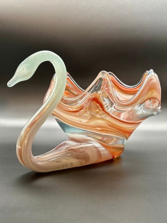 Murano-Style Large Hand Blown Glass Swan, 1 of 4