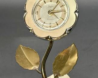 Vintage Sheffield Flower Windup Alarm Clock 