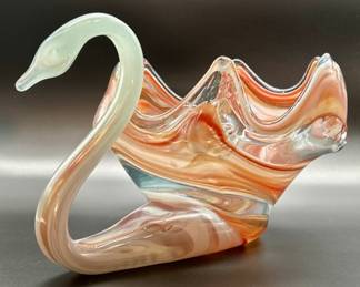 Murano-Style Large Hand Blown Glass Swan, 1 of 4