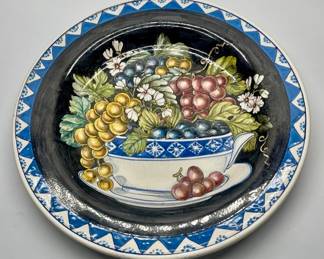 Large Hand Decorated Art Pottery Plate Made in
Italy
