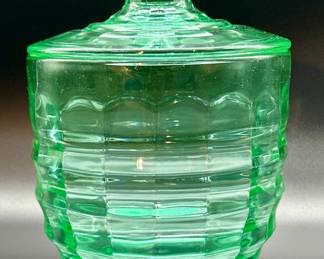 Heavy Green Glass Canister