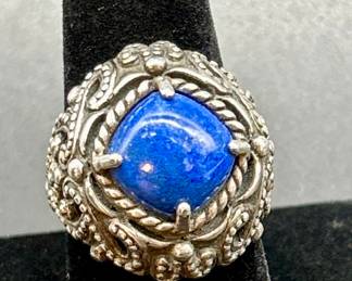 Sterling Silver Lapis Ring Size 9, 15.9g Total Wt