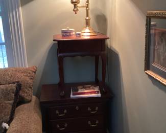 Two end tables with lamp & decor