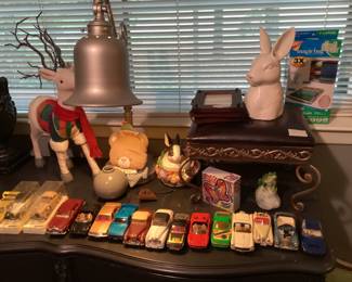 Miscellaneous on blue dresser