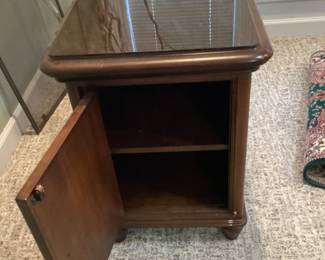 Glass top end table - open