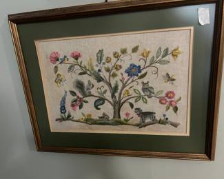 Beautiful crewel framed art work