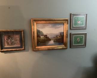 Pictures in living room - all with nice frames-matted & under glass