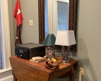 Beautiful drop-leaf table and large framed mirror