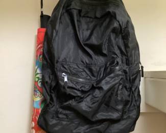 Office closet - Umbrella and backpack 