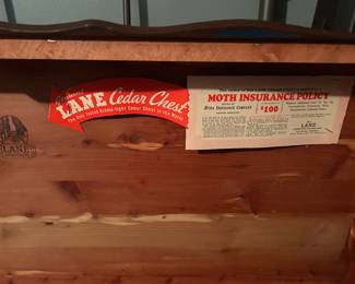 Inside of Lane cedar chest