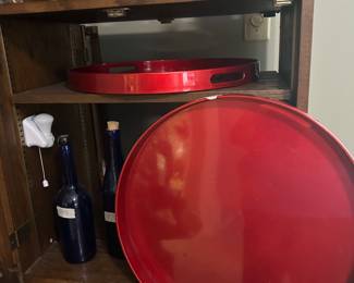 Trays & various collectible bottles