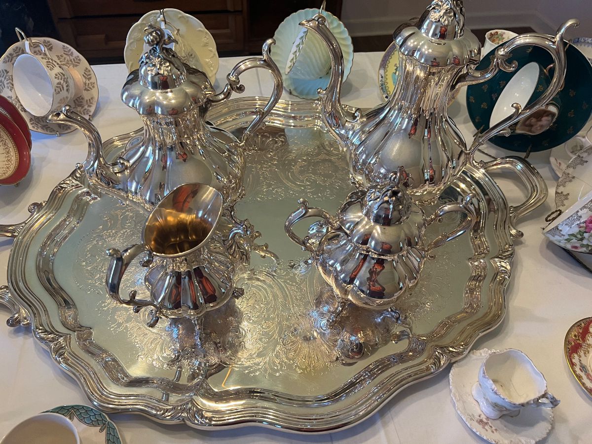 Reed & Barton Winthrop Pumpkin Silverplated Tea & Coffee Service 5 Piece Set ~~~ Stunning Pristine Condition + Gorgeous!