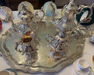 Reed & Barton Winthrop Pumpkin Silverplated Tea & Coffee Service 5 Piece Set ~~~ Stunning Pristine Condition + Gorgeous!