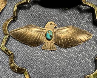 Native American turquoise Phoenix, bird brooch