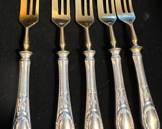 Silver with gilded tines~~~ set of (6) six.  When I photographed these, I only had five we just found the last one.