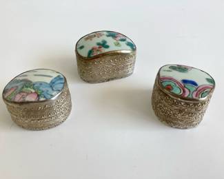 Lot 6814 Set of 3 Antique Chinese Shard Trinket Boxes