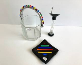 Lot 6816 Small Jillery Ice Bucket  Funky Hand Crafted Salt Shaker  Art Glass Trinket Dish