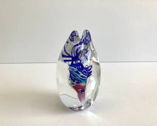 Lot 6815 Large Cat Shaped Art Glass Paperweight  Signed