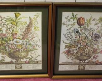 393 - 2 Framed Month Prints - 15" x 19.5"

