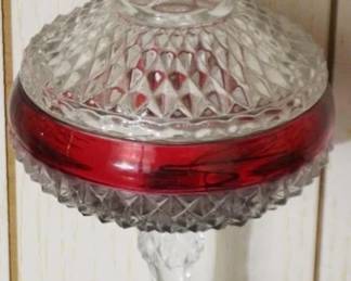 347 - Crown Point Cranberry Flash 12" Candy Dish
